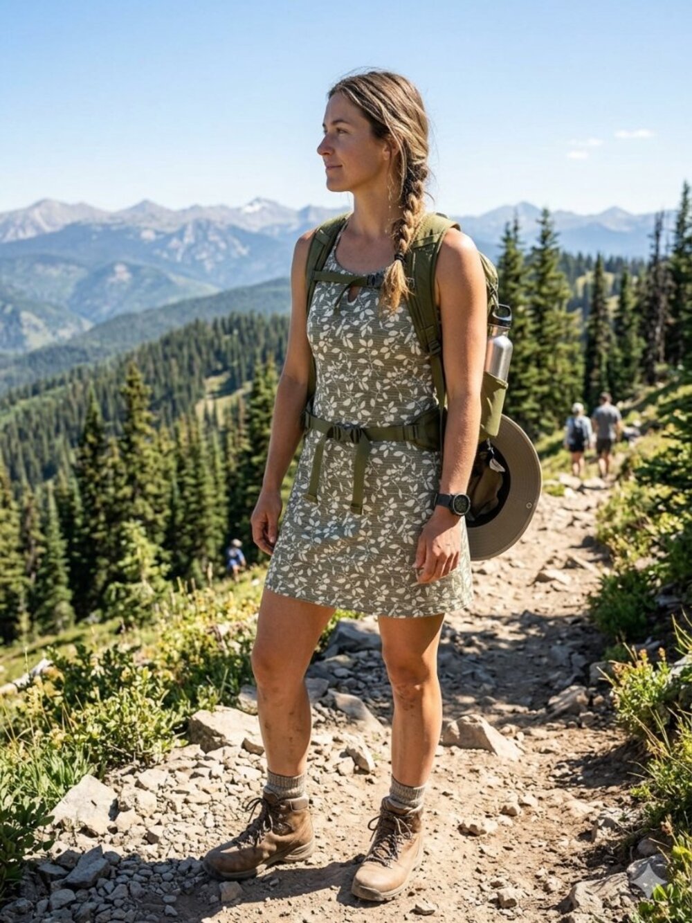 Eddie Bauer Olive Halter Mini Active Dress with Built in Bra Size S